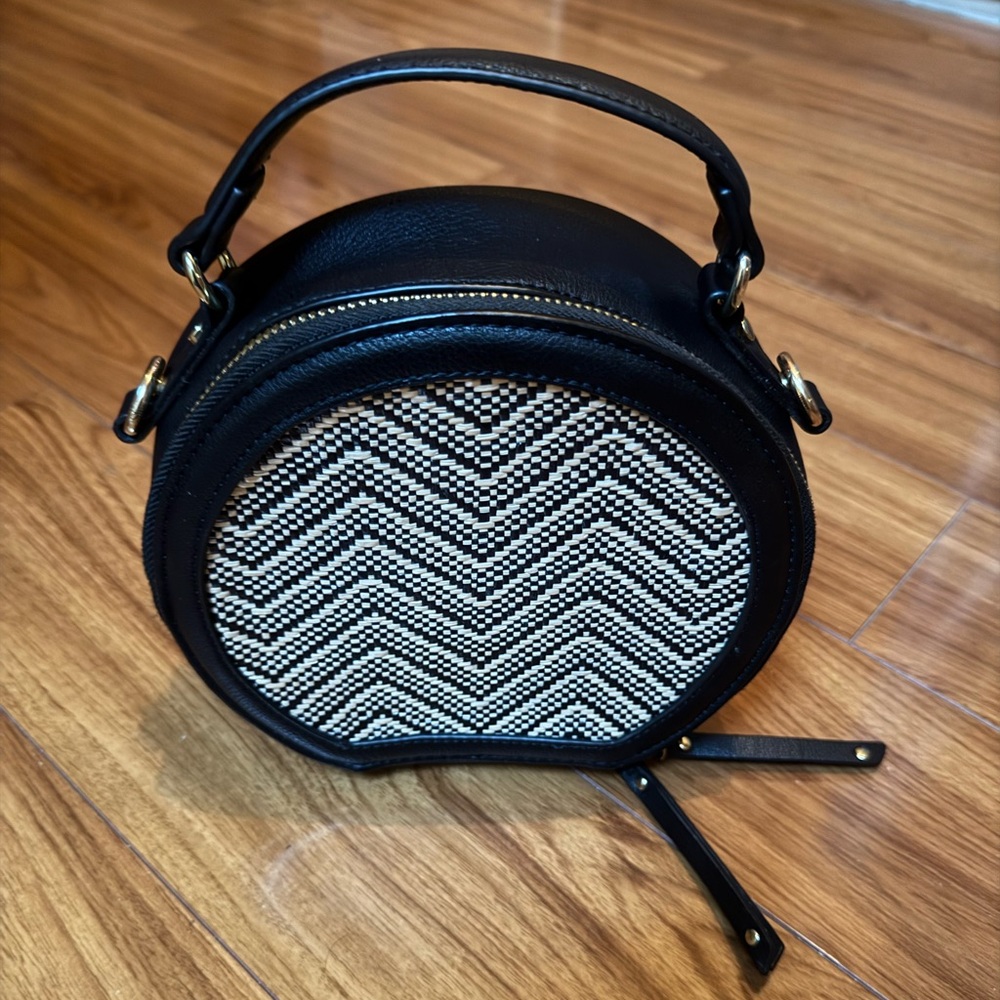 Kelly & Katie Black and Raffia Chevron Purse